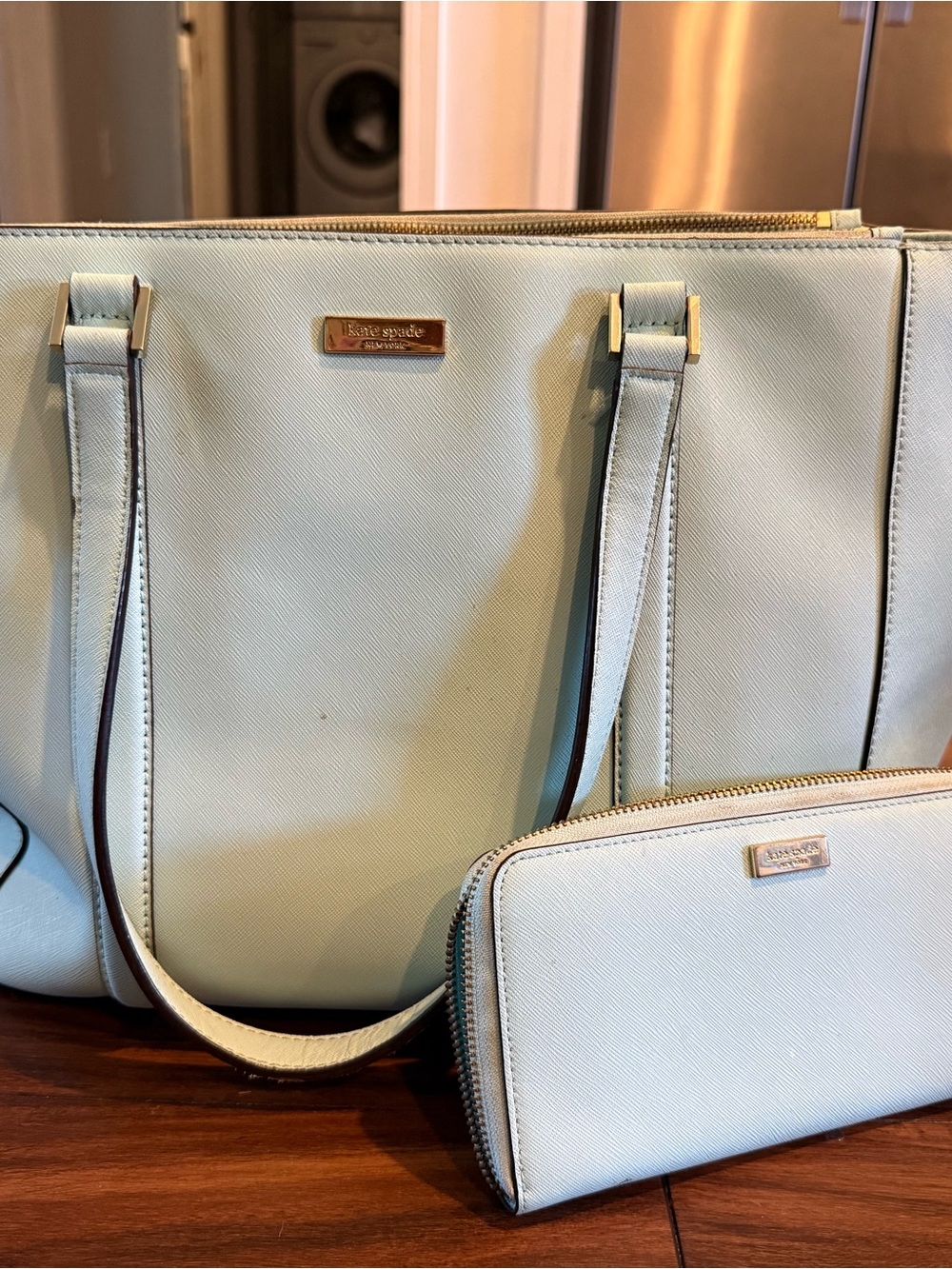 kate spade Light Blue Tote with Matching Zip Wallet